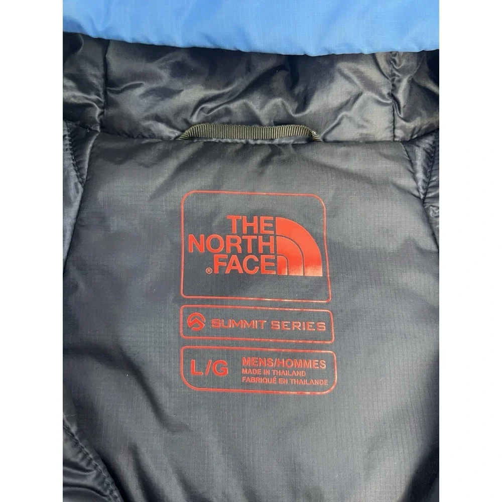The North Face Victory Puffer Jacket Hooded Blue Black Size Large Summit Series